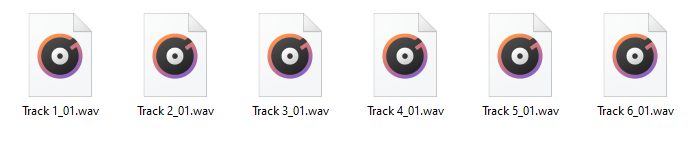 View of exported WAV files after export